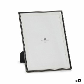 Photo frame Gift Decor Black Crystal Steel (12 Units)
