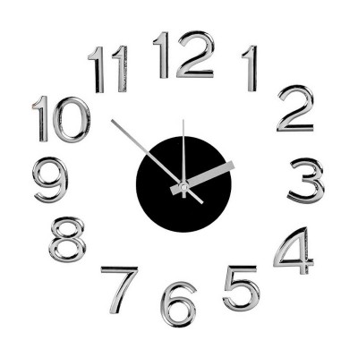 Horloge Murale Gift Decor Blanc Argenté ABS EVA Ø 35 cm Autocollant (6 Unités)