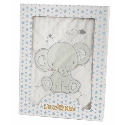 Baby blanket Elephant Green Embroidery Double-sided 100 x 75 cm
