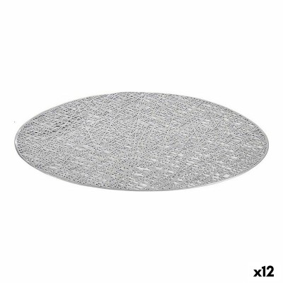 Table Mat Kinvara Silver Plastic 30 % Polyester Ø 38 cm 38 x 0,01 x 38 cm (12 Units)