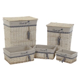 Set de basket DKD Home Decor Bleu Beige Spirales méditerranéen 47 x 35 x 56 cm 5 Pièces