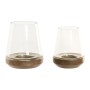 Bougeoir Home ESPRIT Marron Naturel Verre Bois de manguier 12 x 12 x 15 cm (2 Unités)