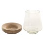 Bougeoir Home ESPRIT Marron Naturel Verre Bois de manguier 12 x 12 x 15 cm (2 Unités)