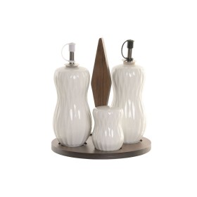 Ensemble salière et poivrier Home ESPRIT Blanc Brun foncé Bambou Porcelaine 17 x 17 x 19 cm