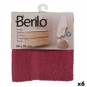 Bath towel Berilo Maroon 80 % cotton 20 % Polyester 50 x 0,5 x 90 cm 25 x 3 x 22 cm (6 Units)