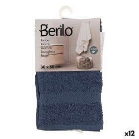 Bath towel Berilo Blue 80 % cotton 20 % Polyester 30 x 0,5 x 50 cm 25 x 1,5 x 15 cm (12 Units)