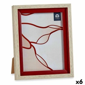 Photo frame Gift Decor Brown Red Wood Glass Crystal polystyrene Plastic (6 Units)