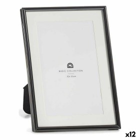 Photo frame Gift Decor Black Crystal Steel (12 Units)