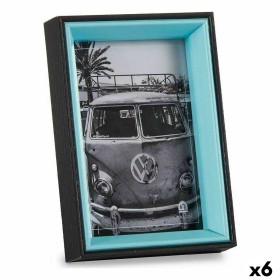 Photo frame Gift Decor Blue Black Crystal MDF Wood (6 Units)