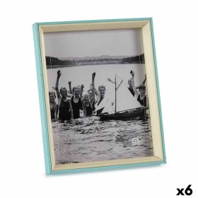 Photo frame Gift Decor Blue White Crystal MDF Wood (6 Units)
