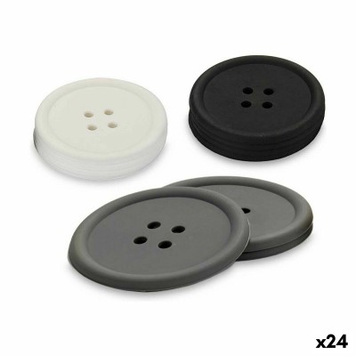 Coasters Kinvara White Black Grey Silicone Plastic Button 9 x 2 x 9 cm 8,8 x 8,8 x 0,05 cm 8 x 0,05 x 8 cm 9 x 1,8 x 9 cm Set (2