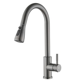 Mixer Tap Fontastock Grey Stainless steel Ceramic C-shaped
