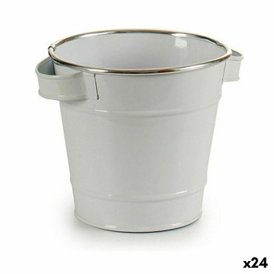 Cache-pot Ibergarden Blanc Argenté Zinc Seau 19,5 x 14,5 x 16,5 cm (24 Unités)