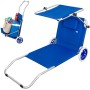 Chaise Transat Pliable de Camping Aktive Bleu 62 x 62 x 117 cm Chariot pliant Auvent (2 Unités)