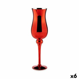 Bougeoir Gift Decor Rouge Verre 13,5 x 4,5 x 13,5 cm 13,5 x 45 x 13,5 cm (6 Unités)