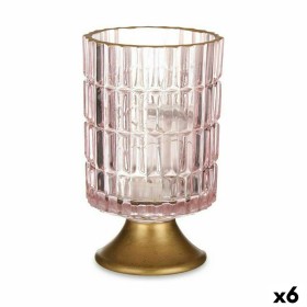 Lanterne à LED Gift Decor Rose Doré verre 10,7 x 18 x 10,7 cm (6 Unités)
