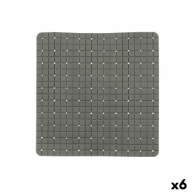 Tapis de Douche Antidérapant Berilo Gris PVC 6 x 50 x 6 cm 50,3 x 50,3 x 0,7 cm Carreaux (6 Unités)