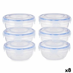 Ensemble de Boîtes à Lunch Leknes Bleu Transparent polypropylène Plastique 800 ml Hermétique (8 Unités)