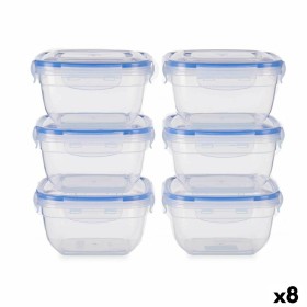 Ensemble de Boîtes à Lunch Leknes Bleu Transparent polypropylène Plastique 900 ml Hermétique (8 Unités)