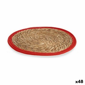 Dessous de plat Gift Decor Rouge Naturel Fibre naturelle 35 x 1 x 35 cm (48 Unités)