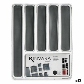 Cutlery Organiser Kinvara Grey Transparent Silicone Plastic TPR Recycled plastic 32,3 x 4,5 x 40 cm (12 Units)