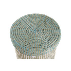 Set de basket DKD Home Decor Bleu Blanc Naturel Herbier marin (2 Pièces)