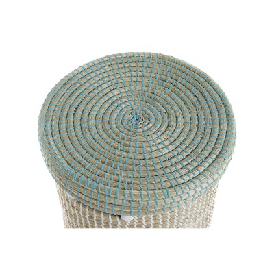 Set de basket DKD Home Decor Bleu Blanc Naturel Herbier marin (2 Pièces)