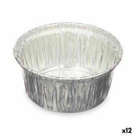 Flan Mould Kinvara Silver Aluminium 8,5 x 8 x 8,5 cm Disposable Circular (12 Units)