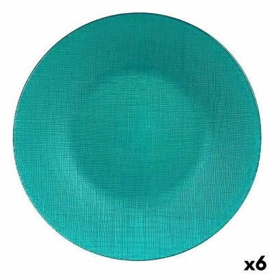 Assiette plate Vivalto Turquoise verre 27,5 x 2 x 27,5 cm (6 Unités)