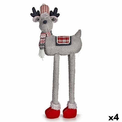 Decorative Figure Krist+ FG09-PX21385BR Red Grey Christmas Reindeer 23 x 55 x 49 cm (4 Units)