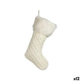 Décorations de Noël Krist+ FG09-20493C Blanc Chaussette de Noël 28 x 4 x 46 cm (12 Unités)