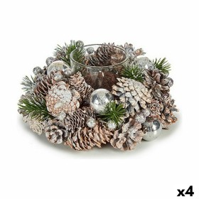 Christmas Candle Holder Krist+ White Transparent Silver 19 x 9 x 19 cm (4 Units)