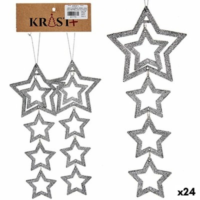 Ensemble Décorations de Noël Krist+ 91773 Argenté Étoile 19 x 0,2 x 23 cm (24 Unités)