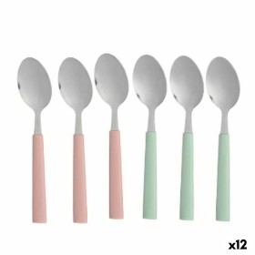 Dessert spoon set Kinvara Green Pink Silver Stainless steel Plastic 15,7 cm 9 x 24 x 3 cm Dessert (12 Units)