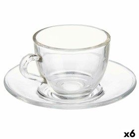 Tasse avec sous-tasse Vivalto Transparent verre 85 ml (6 Unités)