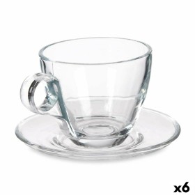 Tasse avec sous-tasse Vivalto Transparent verre 170 ml (6 Unités)