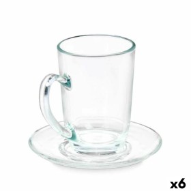 Tasse avec sous-tasse Vivalto Transparent verre 200 ml (6 Unités)
