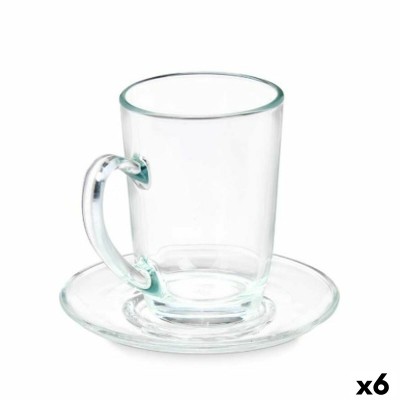 Tasse avec sous-tasse Vivalto Transparent verre 200 ml (6 Unités)