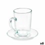 Tasse avec sous-tasse Vivalto Transparent verre 200 ml (6 Unités)