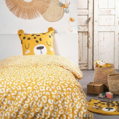 Duvet cover set TODAY Yellow Jaune 140 x 200 cm Leopard