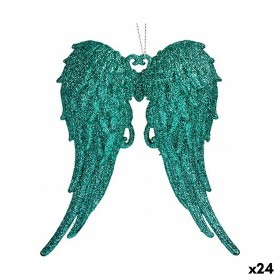 Christmas bauble Krist+ Green Plastic Glitter Angel Wings 13 x 14,5 x 2,5 cm (24 Units)