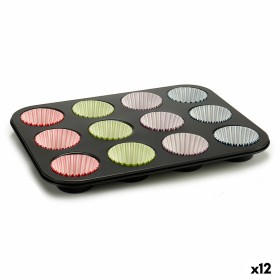 Muffin Tray Kinvara Blue Black Red Green Purple Multicolour 7 x 7 x 3 cm 35 x 3 x 26,5 cm Baking tray (12 Units)