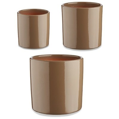 Set de pots Ibergarden Taupe Argile Cylindre Ø 14 cm Ø 22 cm Ø 17 cm 22 x 19 x 22 cm 3 Pièces