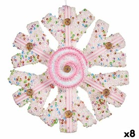 Christmas bauble Krist+ White Pink Snowflakes 17 x 6 x 17 cm (8 Units)