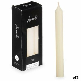 Ensemble de Bougies Acorde Crème 2 x 2 x 15 cm 6 x 15 x 4 cm (12 Unités)