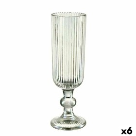 Coupe de champagne Vivalto Vert verre 160 ml Rayures (6 Unités)