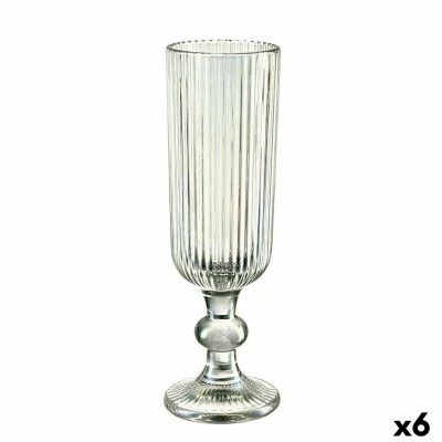 Coupe de champagne Vivalto Vert verre 160 ml Rayures (6 Unités)