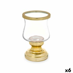 Bougeoir Gift Decor Doré Verre Acier 12 x 19,5 x 12 cm (6 Unités)