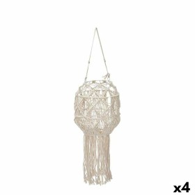 Lantern Gift Decor White Cotton Crystal Macrame 24 x 90 x 24 cm (4 Units)