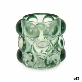 Bougeoir Gift Decor Vert Verre 8,4 x 9 x 8,4 cm Microsphères (12 Unités)